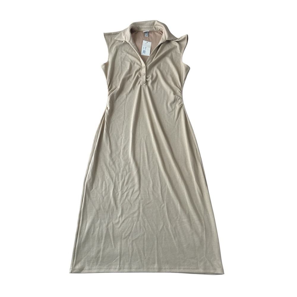 A New Day NWT Cap Sleeve Midi Bodycon Dress Size‎ Large Irish Cream Beige